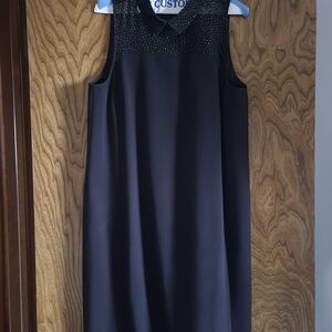 Loft Vintage Black Sleeveless Dress With Cheetah Detail